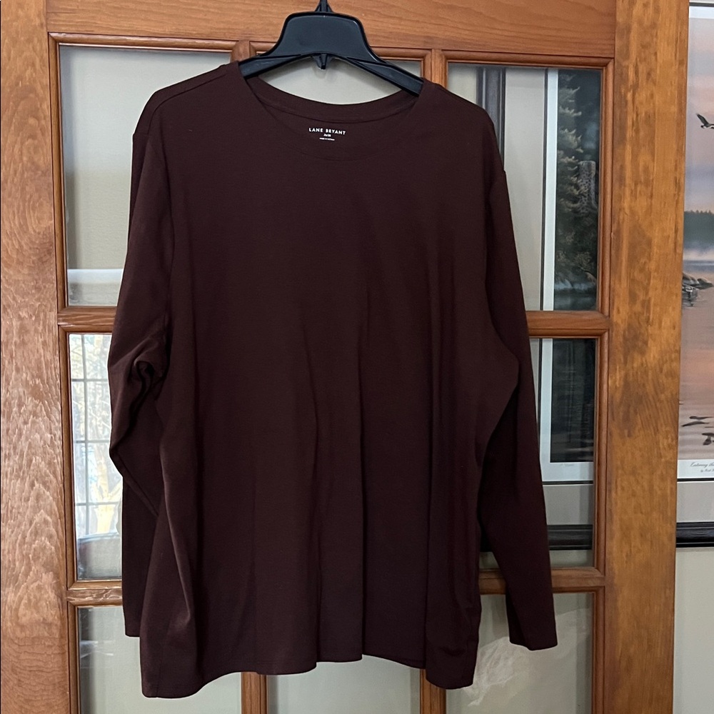 Lane Bryant Deep Brown Long Sleeve Top